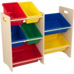 Organizator Kidkarft cu stocare in 7 Recipiente Maro - Spatiu depozitare Jucarii -Toy Storage Natural Primary